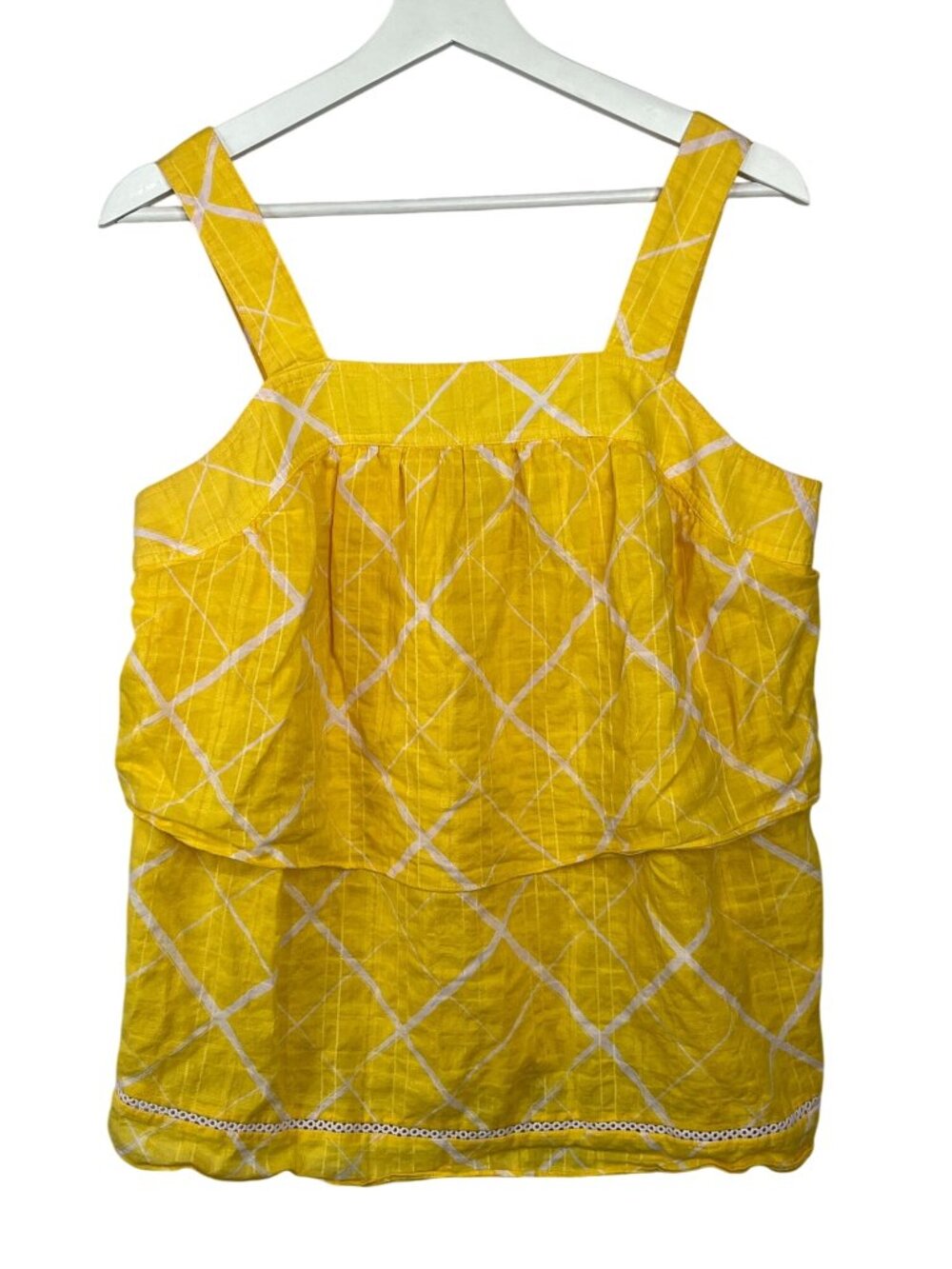 Crown & Ivy Yellow Ruffle Tank Top Women’s Medium Tiered Boho Summer Blouse
